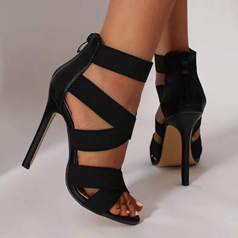 Broadband Back Zipper High Heels