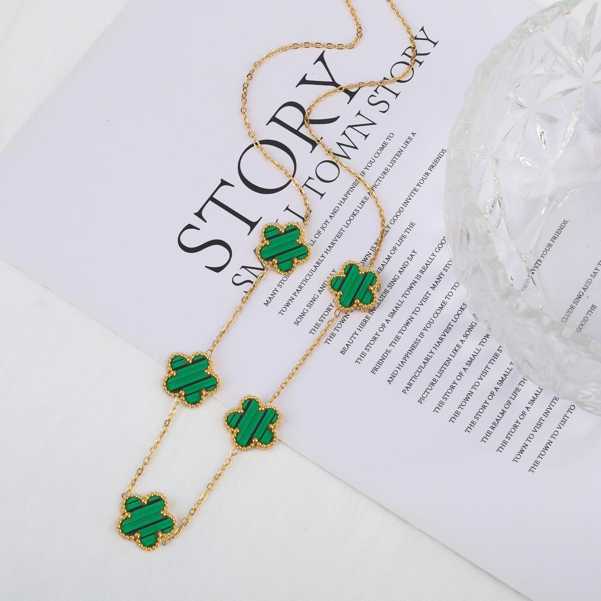 Stainless Steel Laser Five Leaf Flower Adjustable Clover Bracelets