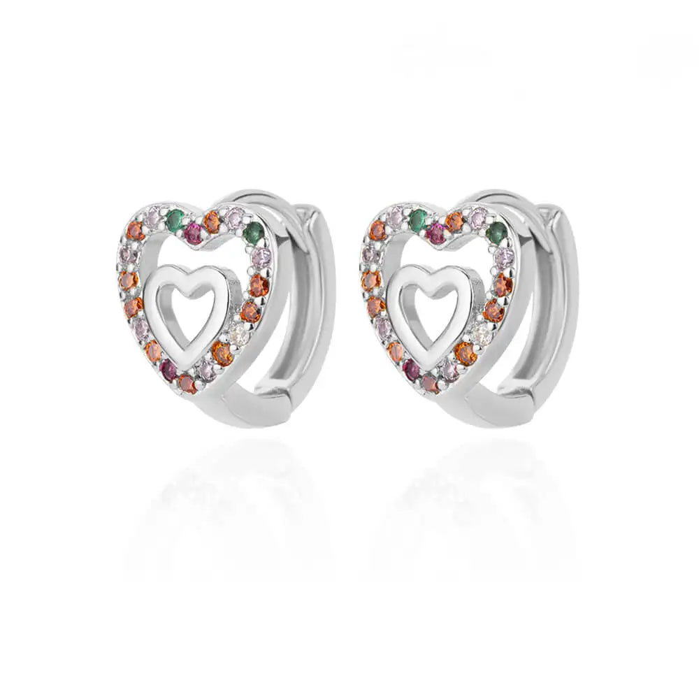 Stainless Steel Hollow Zircon Heart Earrings