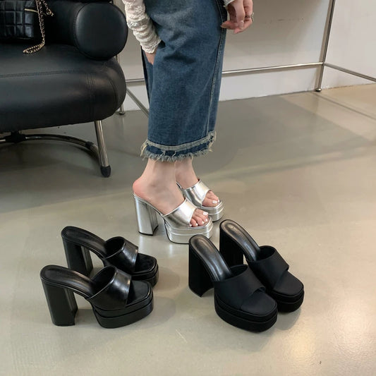 Block Heels Slippers