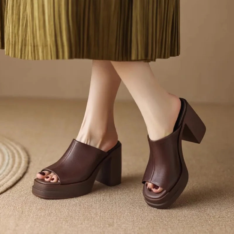 High Heels Thick Bottom Round Head Open Toe Sandals