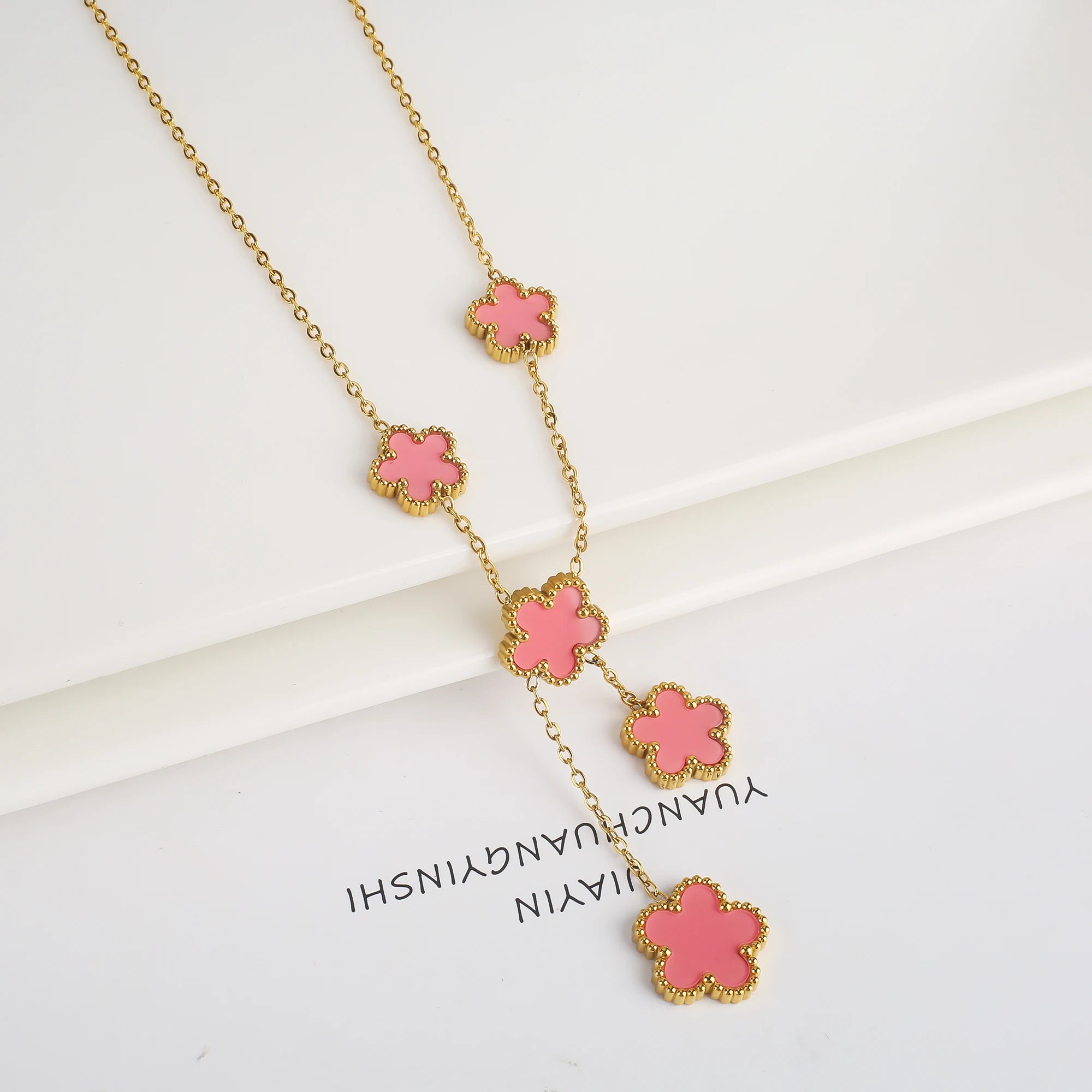 Stainless Steel Laser Five Leaf Flower Adjustable Clover Bracelets