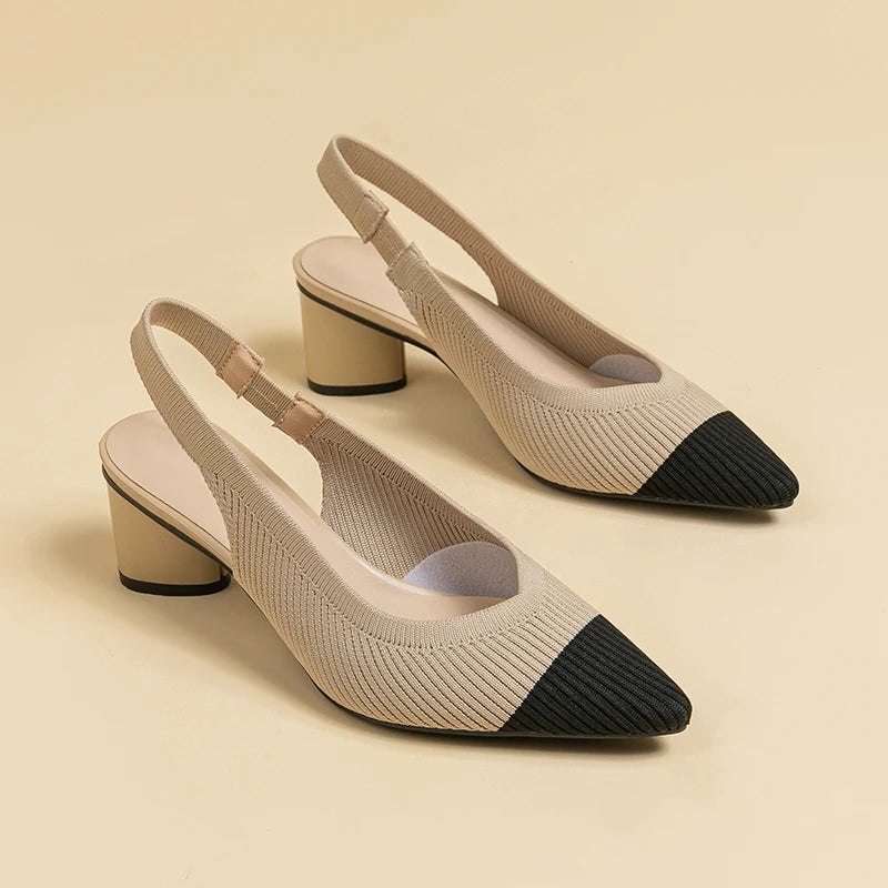 Knitted Round Thick Heels