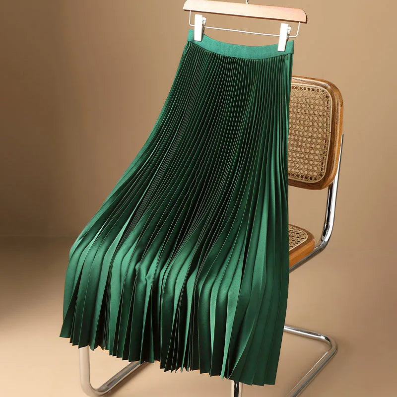 Waist Pleated Midi Skirts