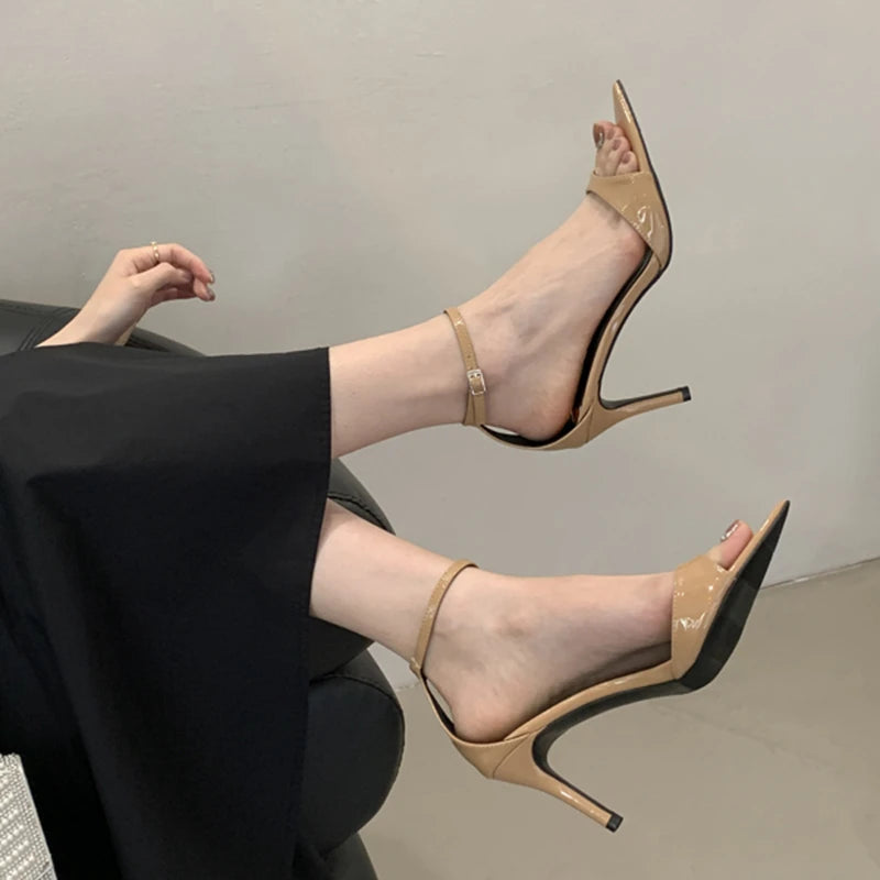 Pointed Toe Ankle Strap Thin High Heel