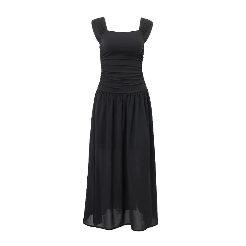 Elegant Long Ruched Bodycon Maxi Dress