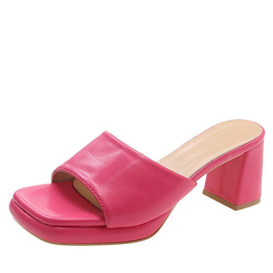 Chunky Heels Platform Flip Flops