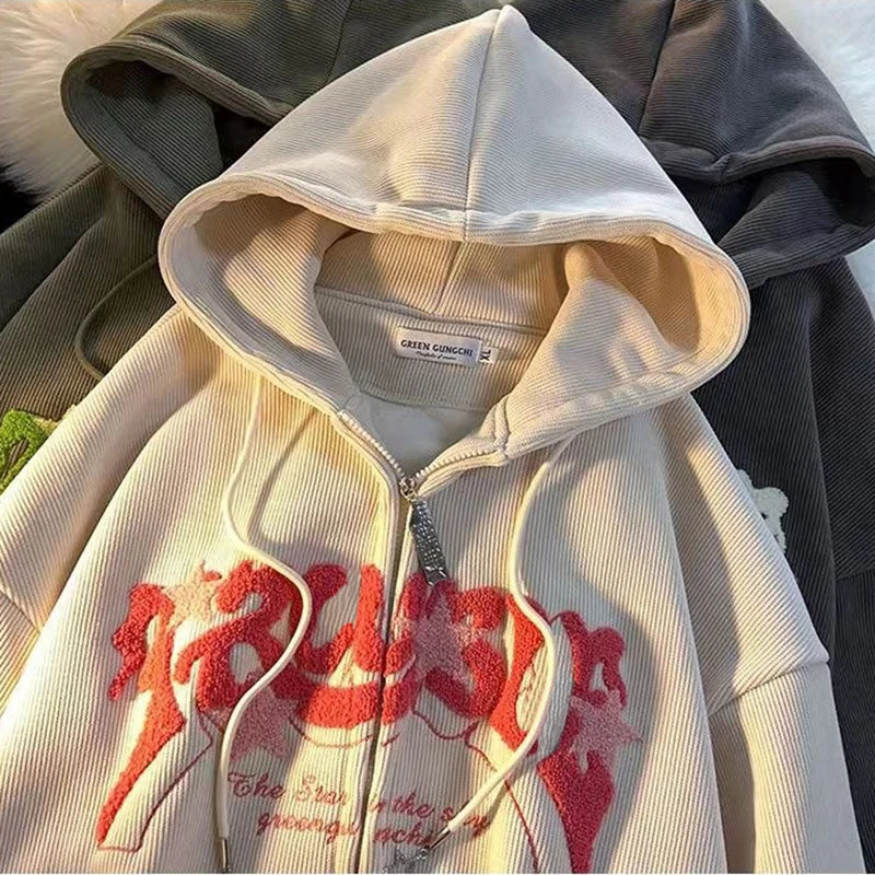 Patchwork Hooded Sweatshirt Jacket