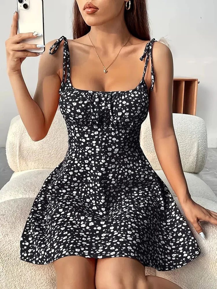 Floral Spaghetti Strap Short Dress