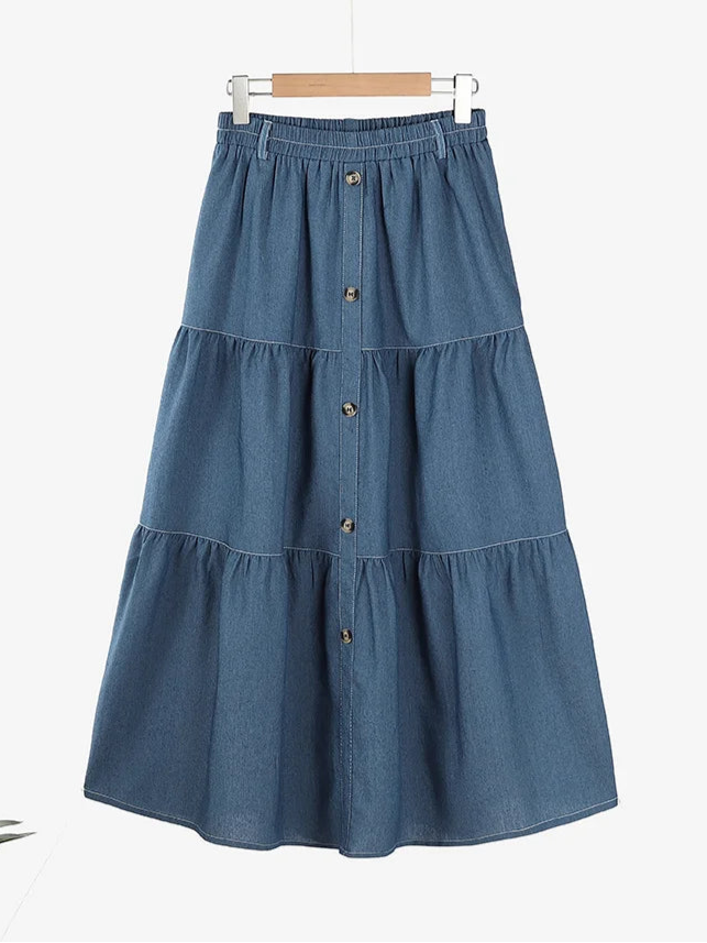 Elastic Waist Denim Skirts