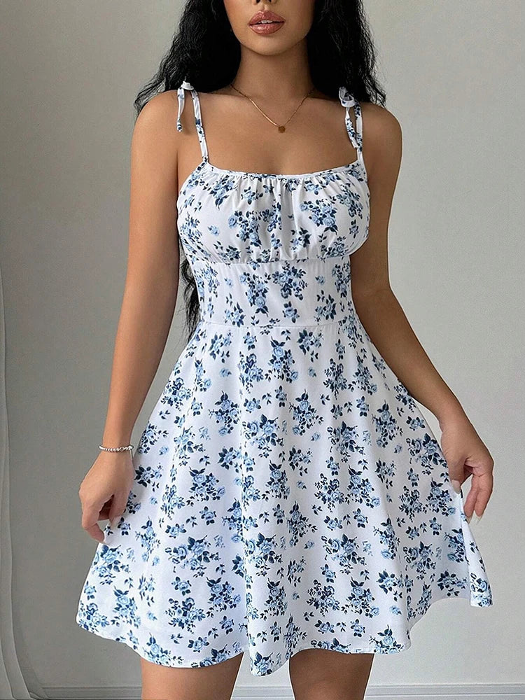 Floral Spaghetti Strap Short Dress