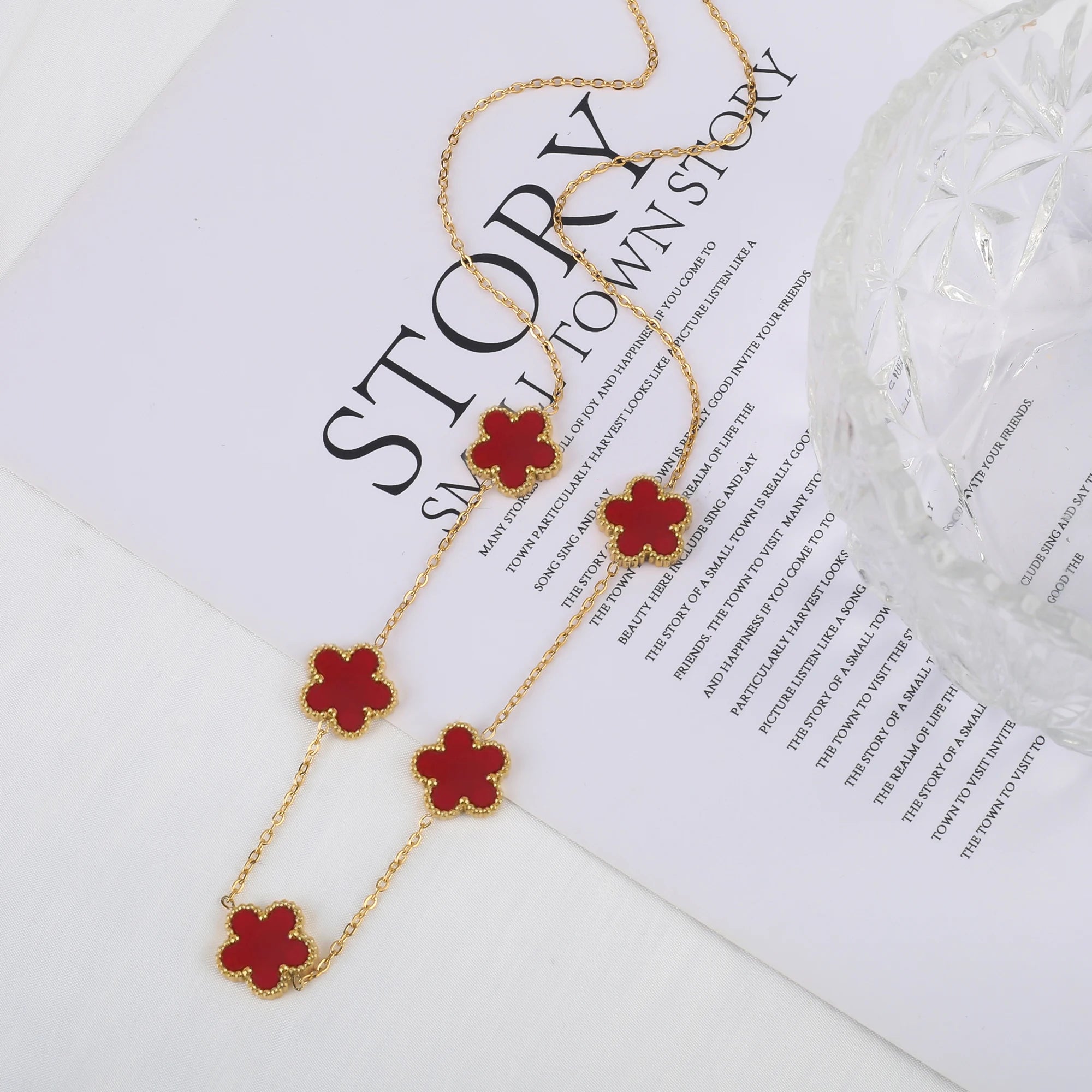 Stainless Steel Laser Five Leaf Flower Adjustable Clover Bracelets