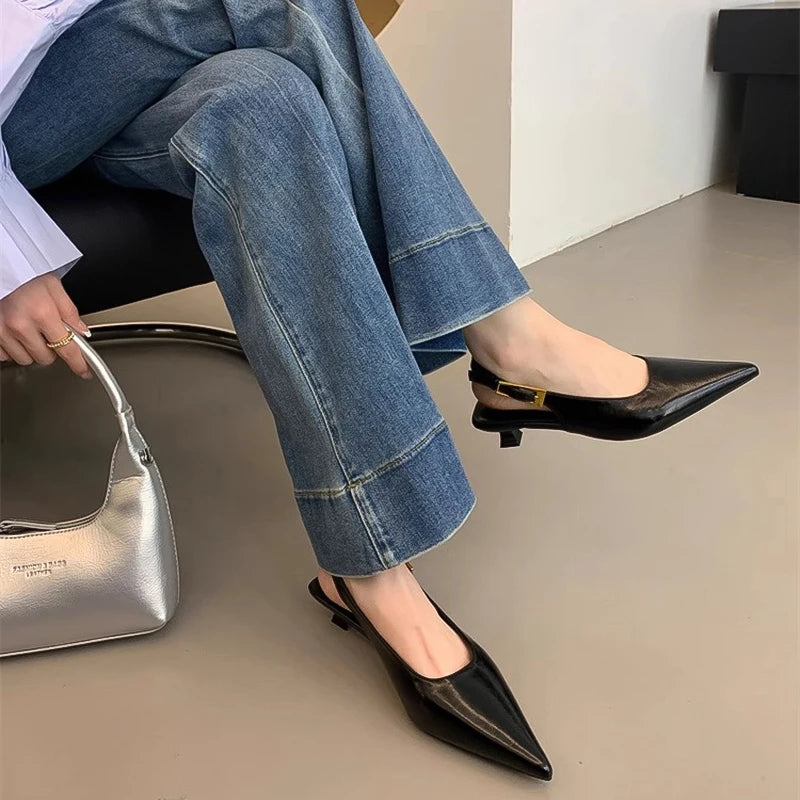 Pointed Toe Women Sing-back Low Heels