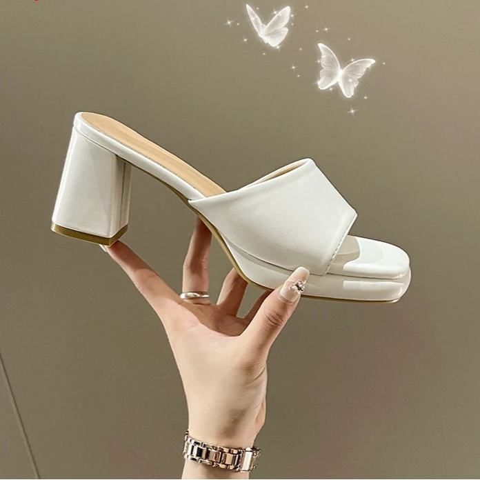 Chunky Heels Platform Flip Flops