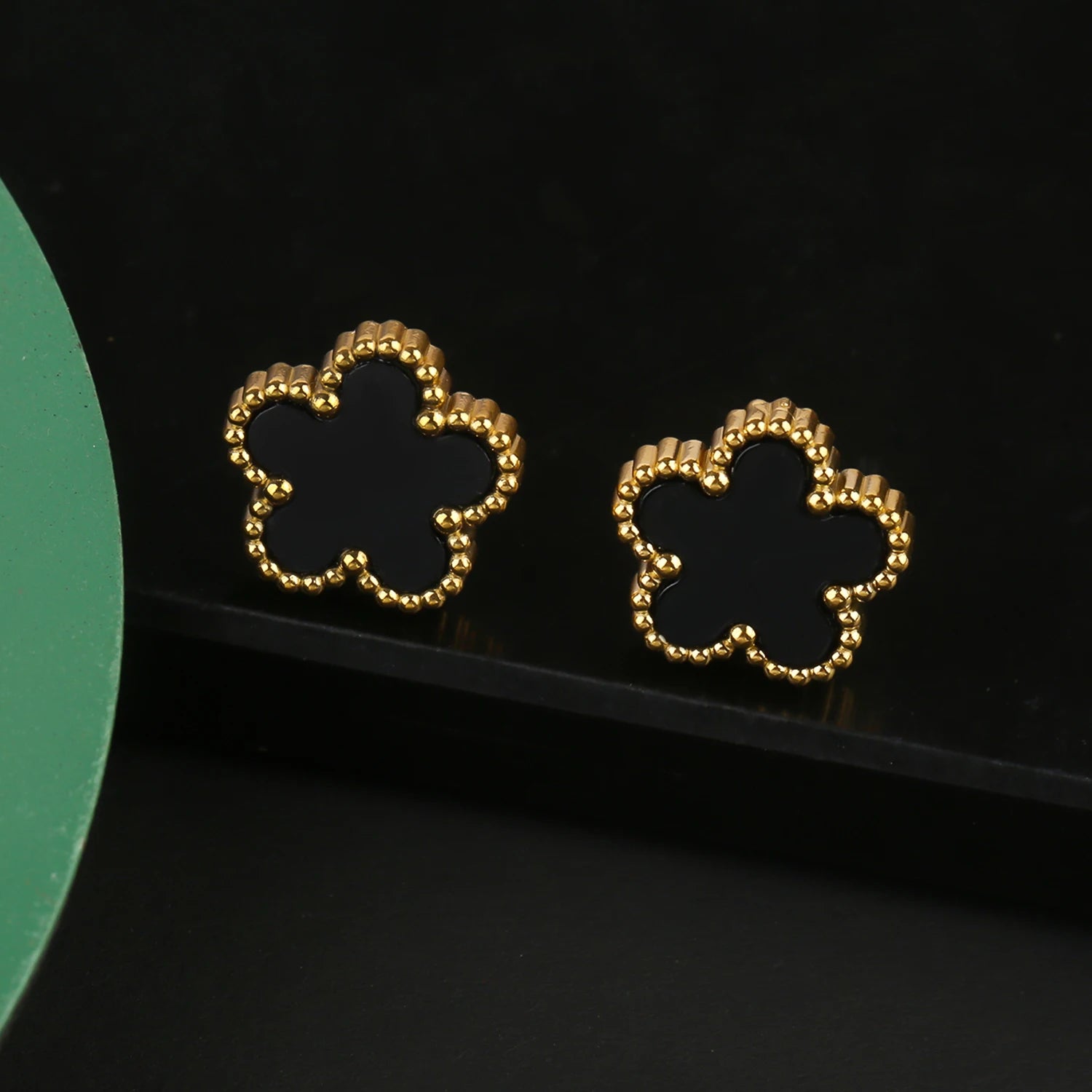 Stainless Steel Five Leaf Flower Clover Bracelet Necklace Earrings