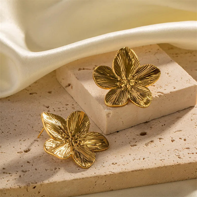 Gold Plated Flower Stud Earrings