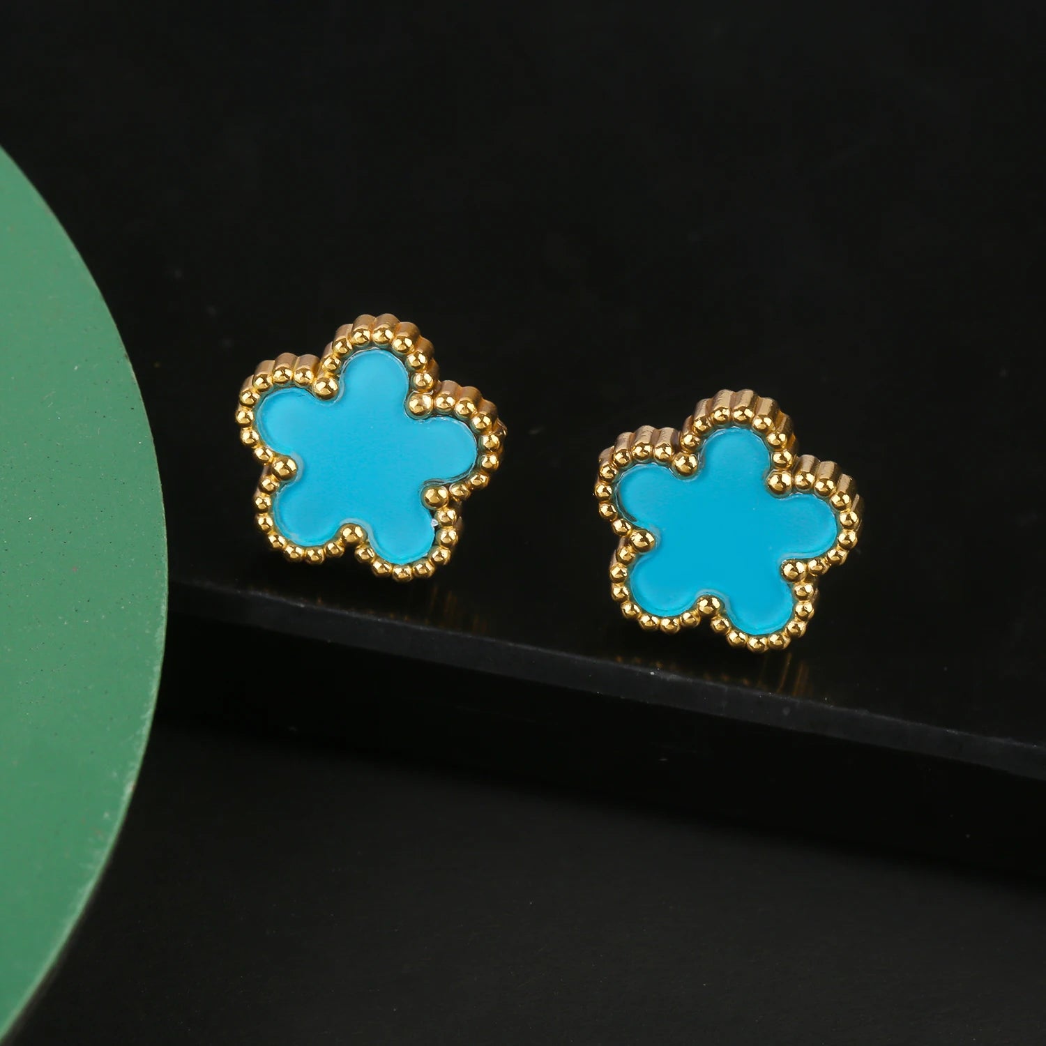 Stainless Steel Five Leaf Flower Clover Bracelet Necklace Earrings
