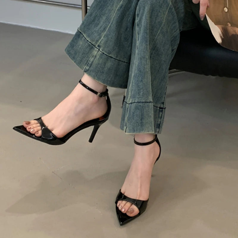 Pointed Toe Ankle Strap Thin High Heel