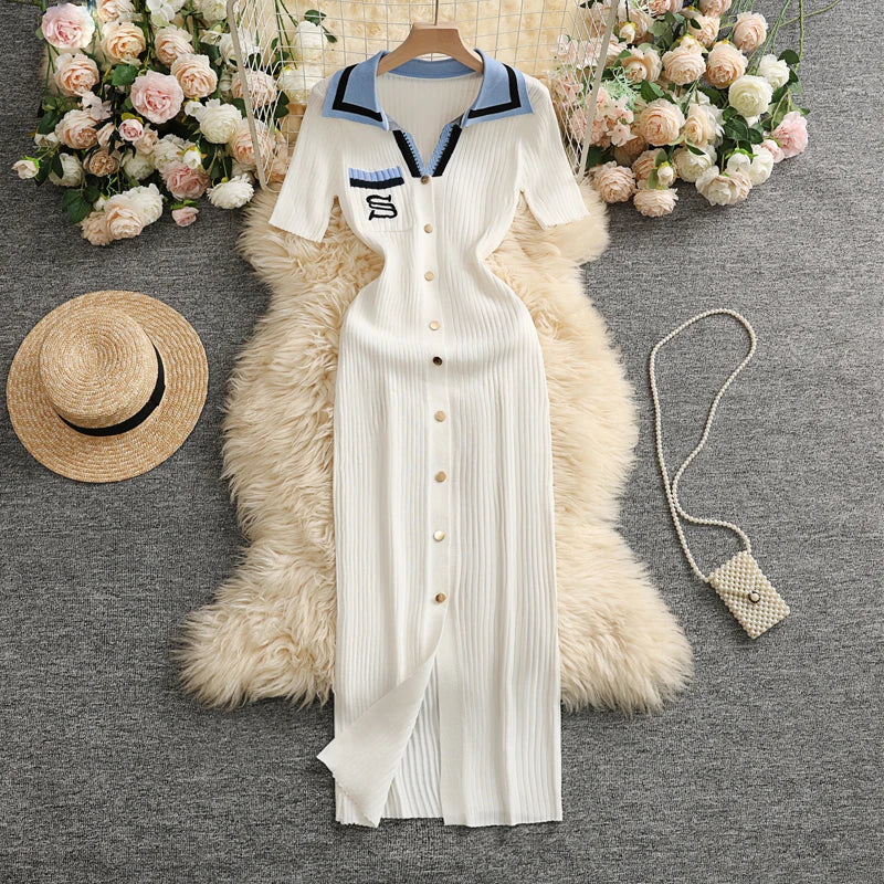 Knitted Button-Up Maxi Dress