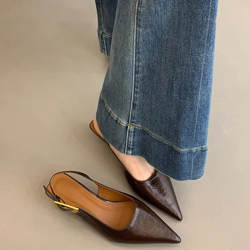 Pointed Toe Women Sing-back Low Heels