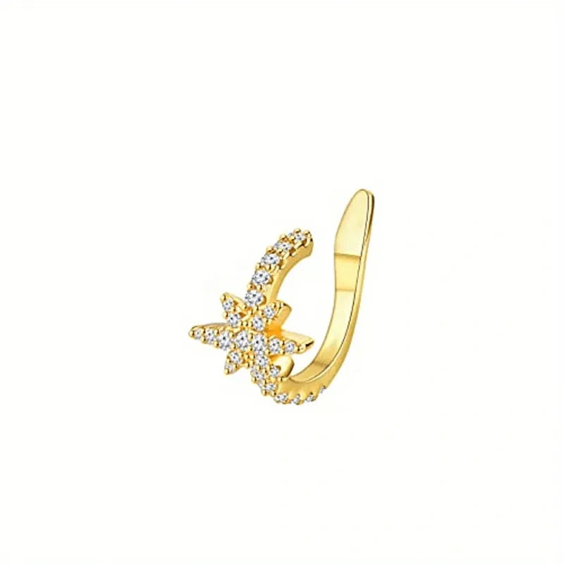 Metal Leaf Earcuff Clips On Earrings