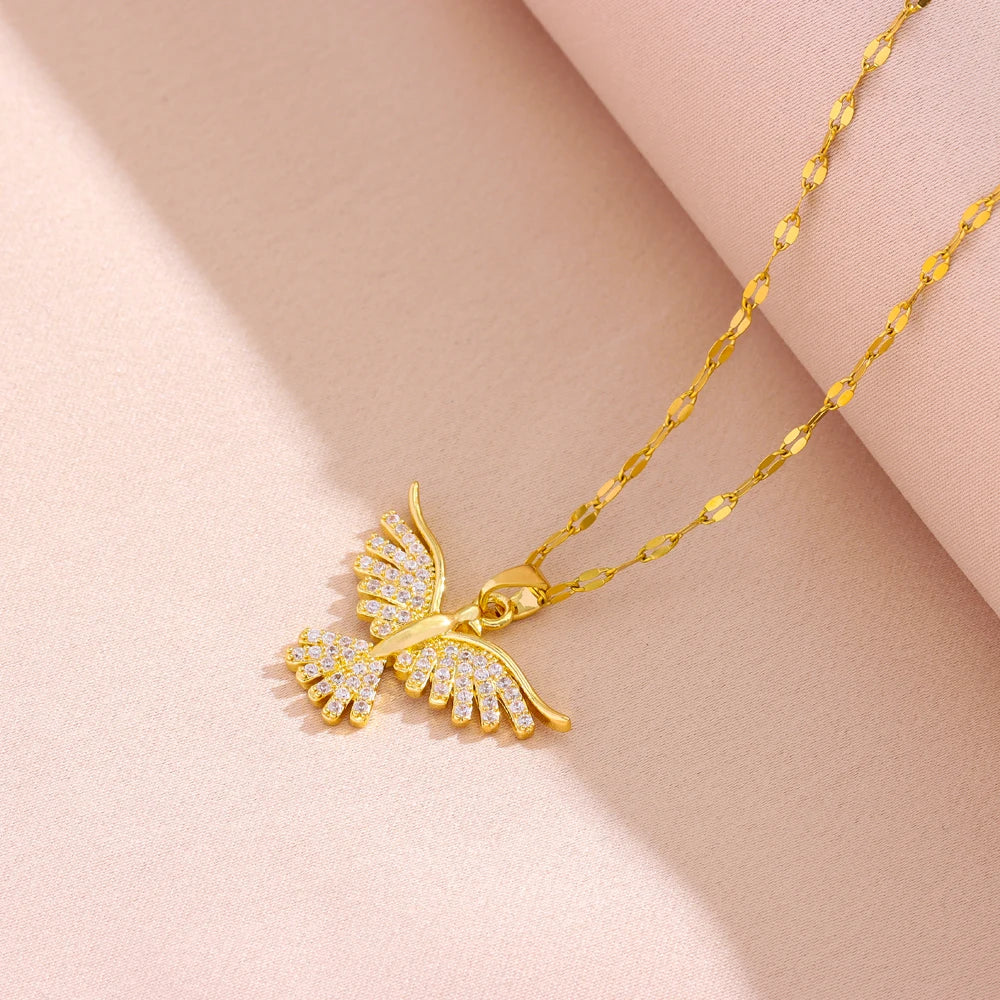 Stainless Steel 18K Gold Plated Vintage Phoenix Pendant Necklaces
