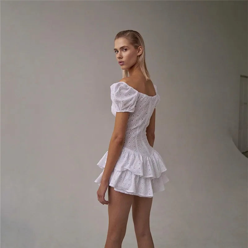 V Neck Ruffles Pleated Dress