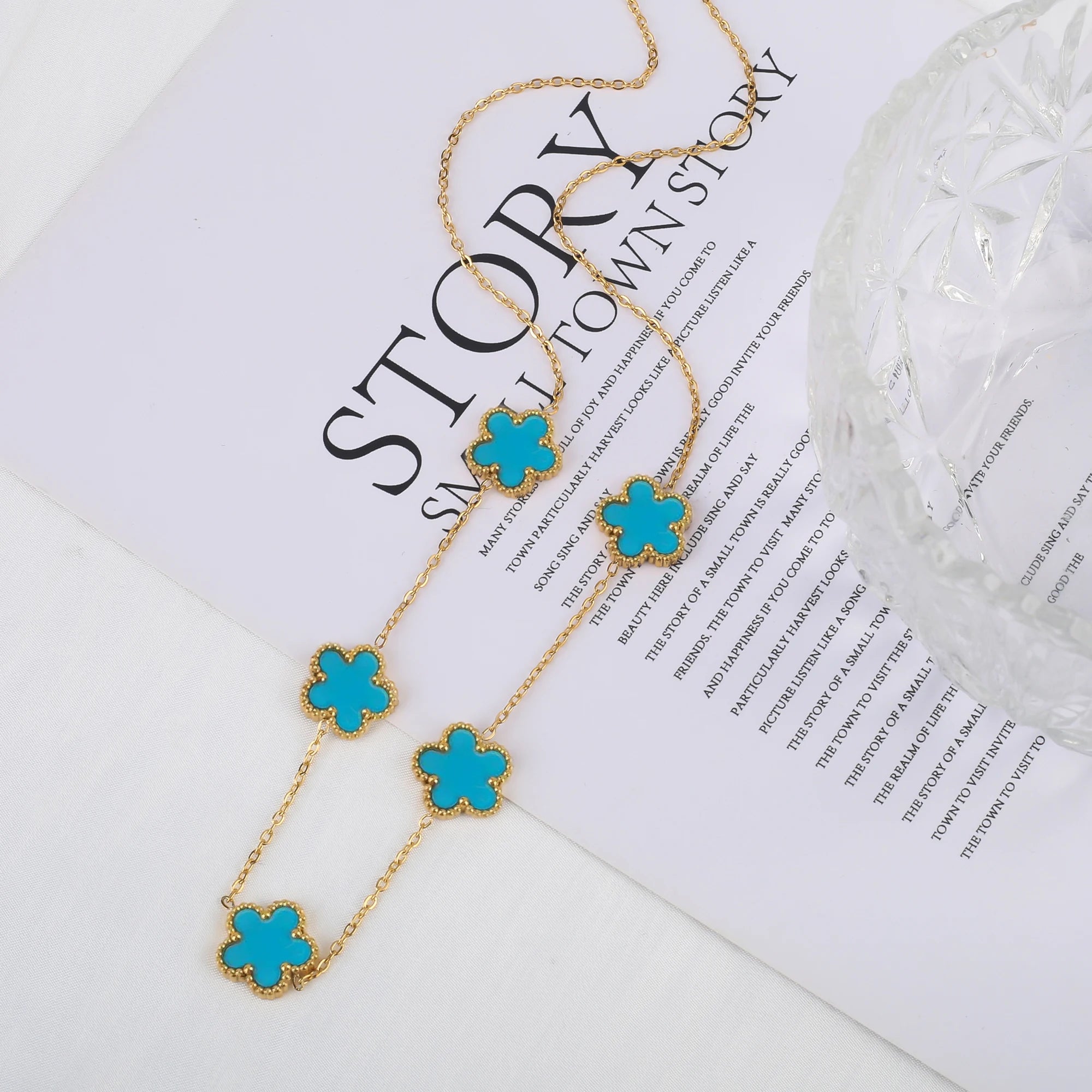Stainless Steel Laser Five Leaf Flower Adjustable Clover Bracelets