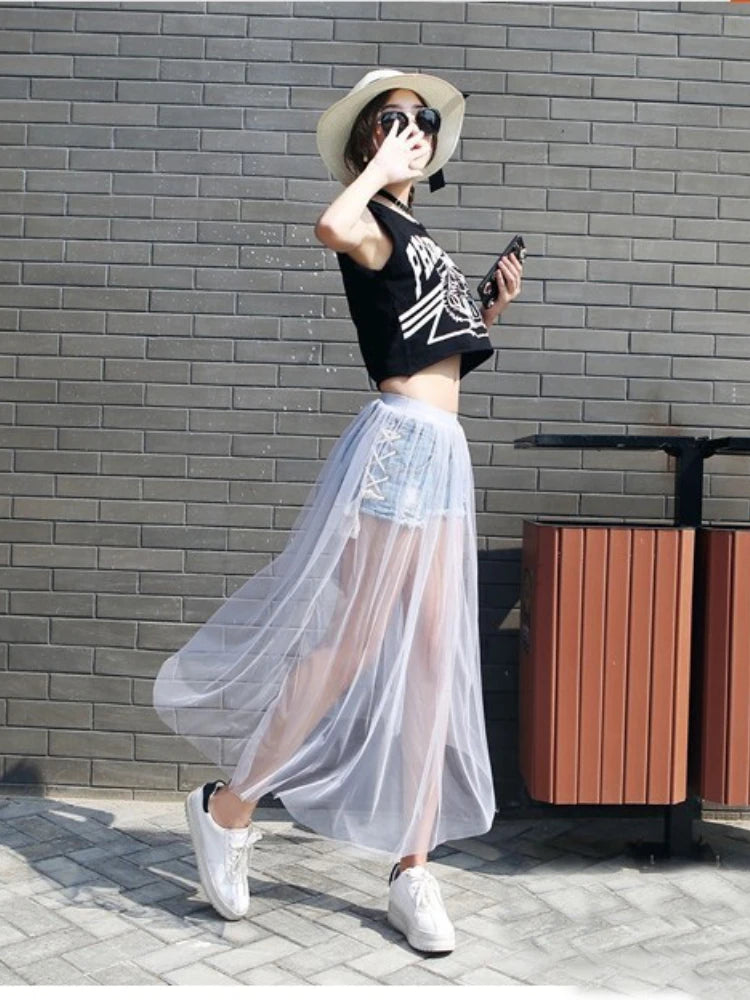 Long Lace Transparent Skirts