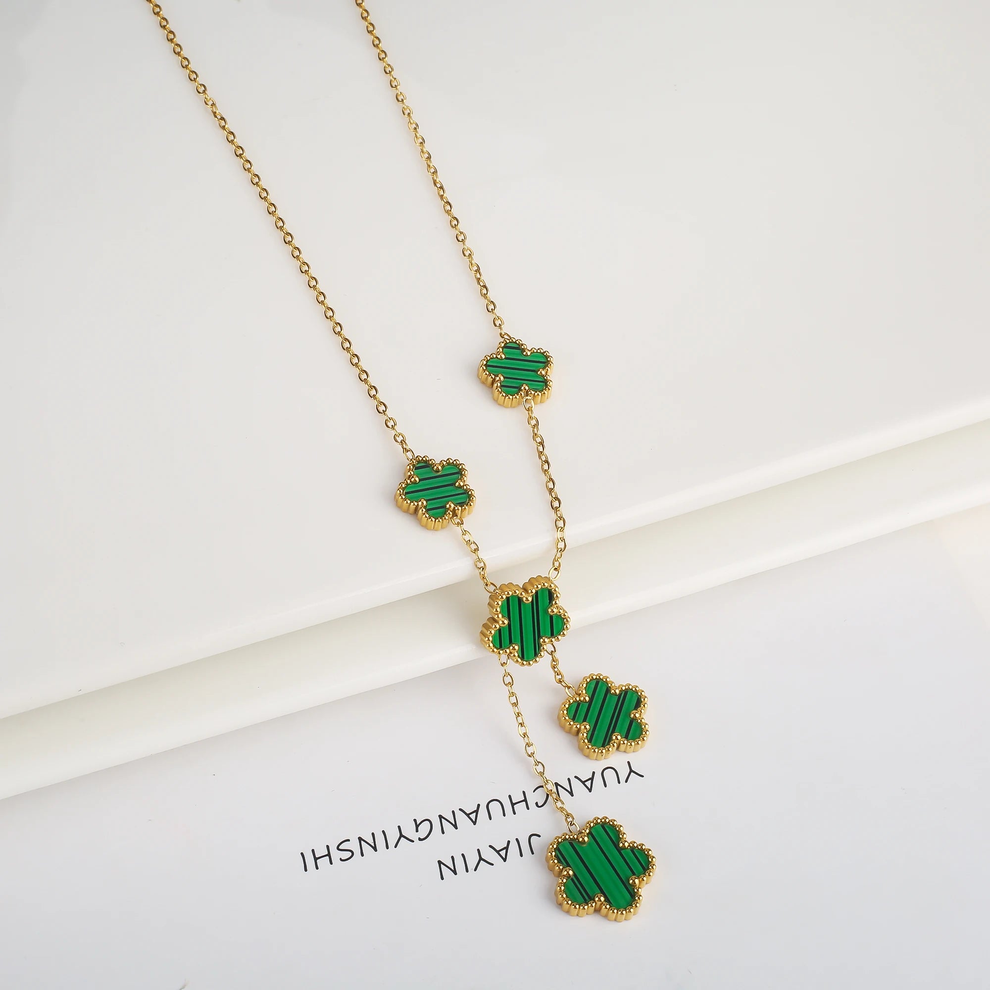 Stainless Steel Laser Five Leaf Flower Adjustable Clover Bracelets