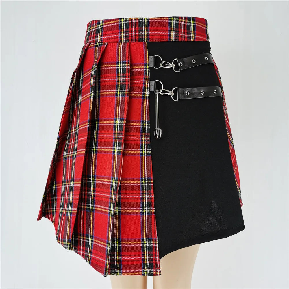 Plaid Pleated Mini High Waist Skirts