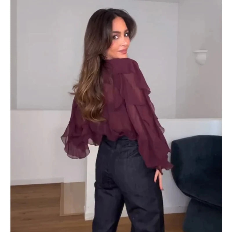 Ruffle Womens Top