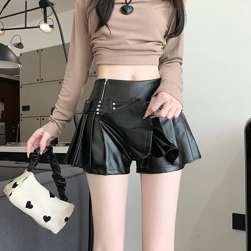 Pleated Leather Skirts