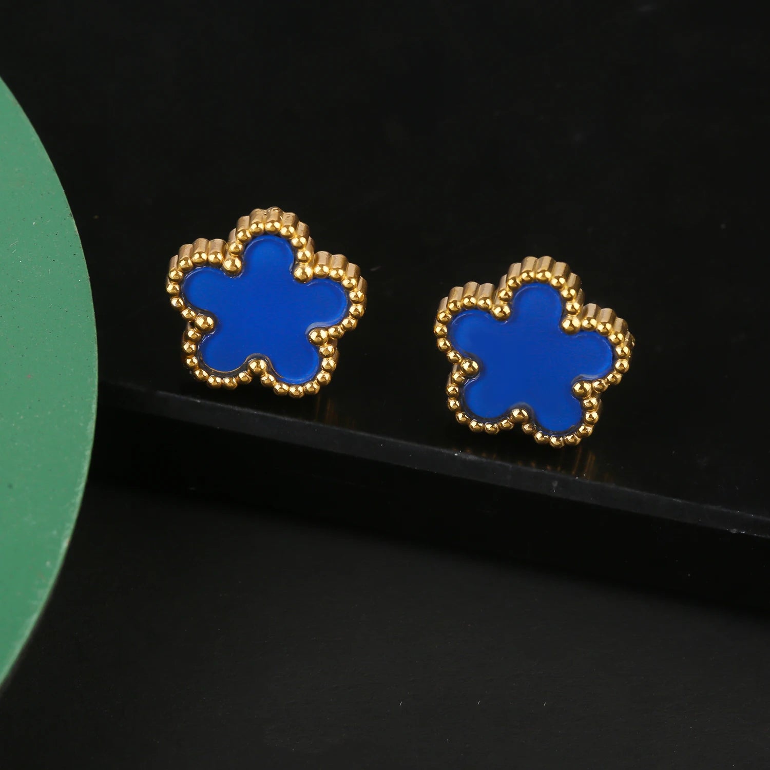Stainless Steel Five Leaf Flower Clover Bracelet Necklace Earrings