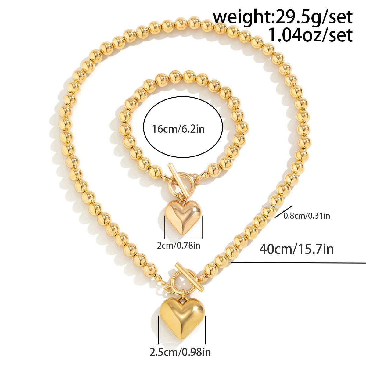 Heart Pendant with Ball Bead Chain Choker Necklace