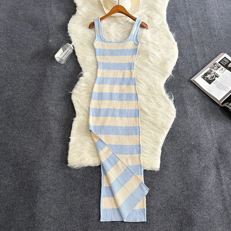 Striped Bodycon Long Dress