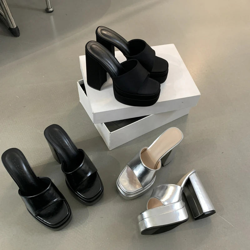Block Heels Slippers