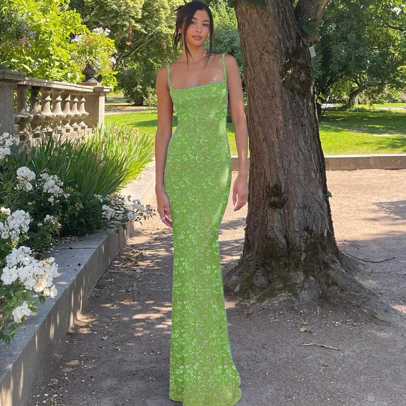 Fairy Floral Sexy Backless Maxi Dress