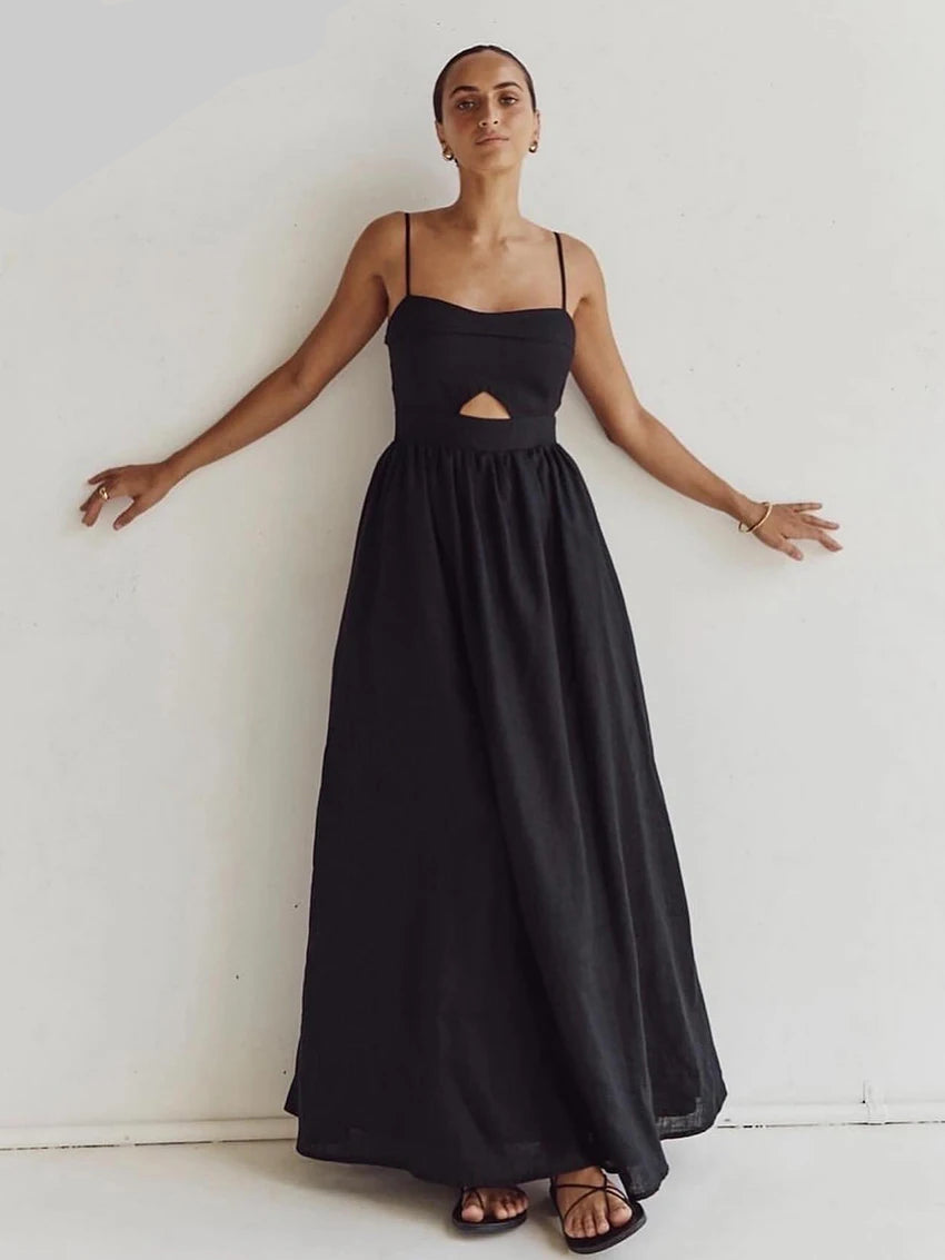 Cotton Strap Sleeveless Ankle Length Dress