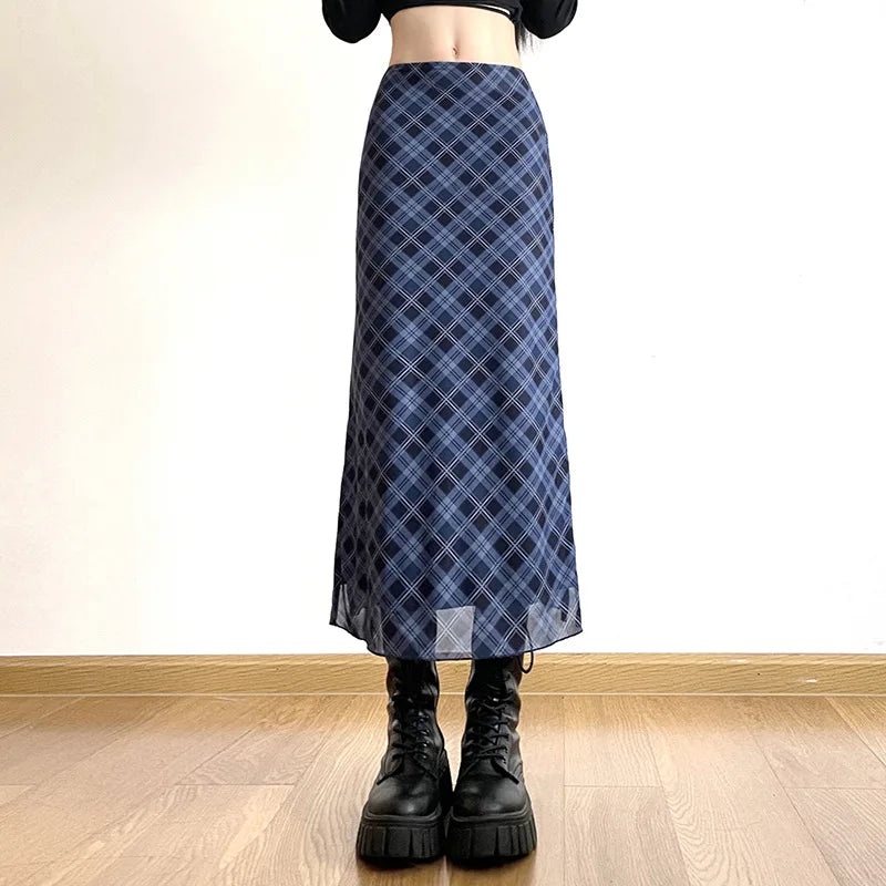 Ankle-Length Plaid Print Wrap Skirts
