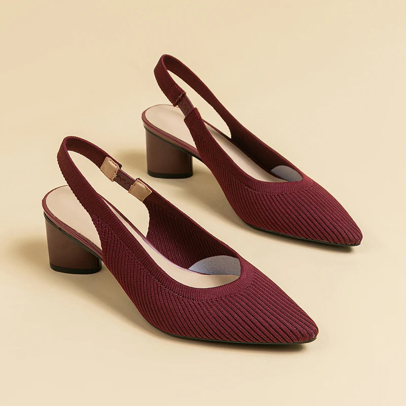 Knitted Round Thick Heels