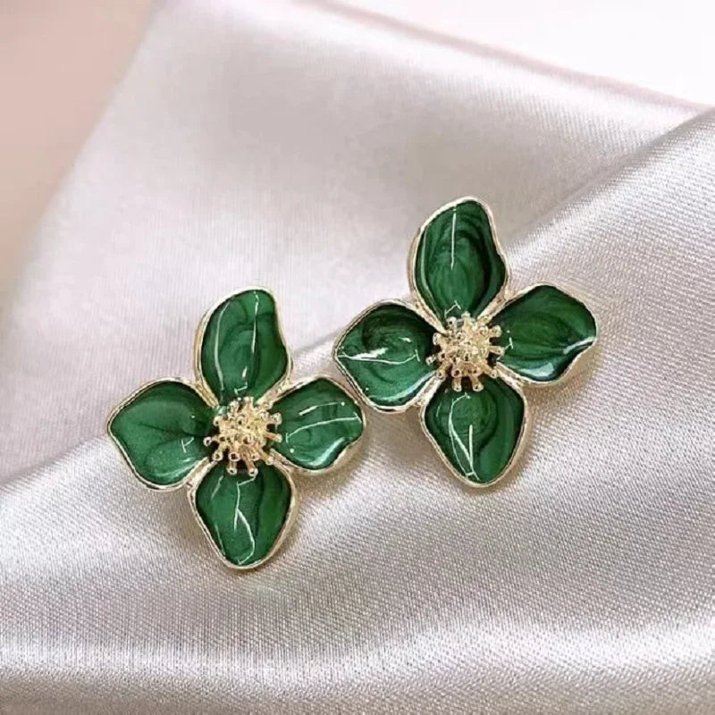 Dripping Oil Flower Stud Earrings