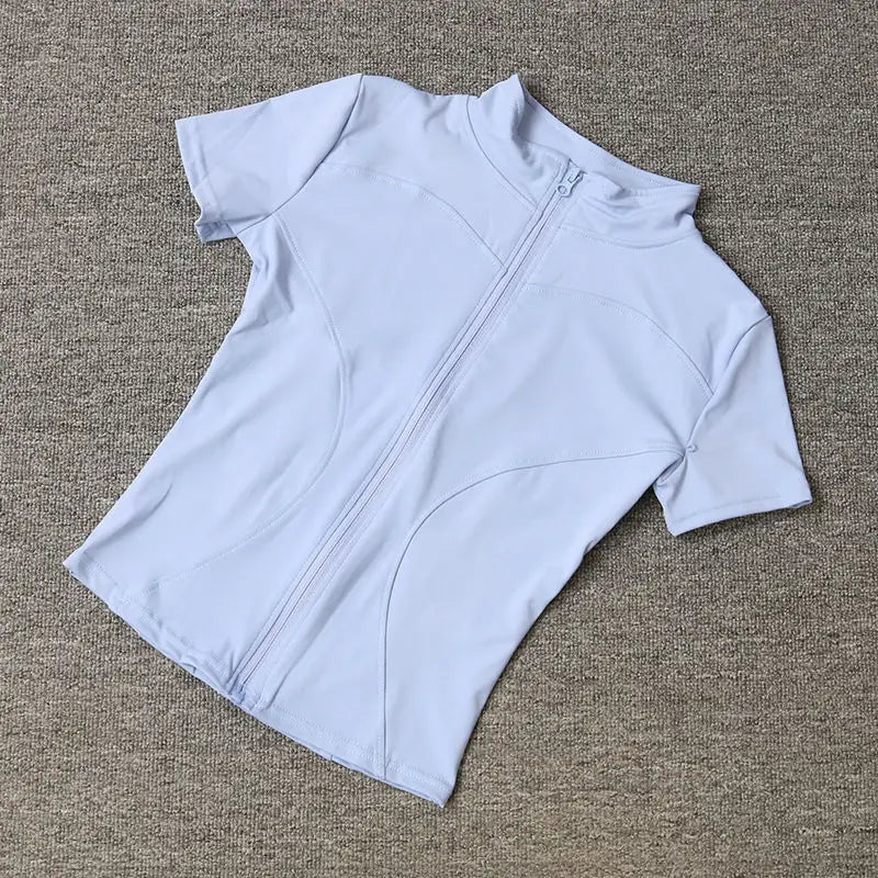 Training- Full Zipper Short Sleeves Yoga shirts