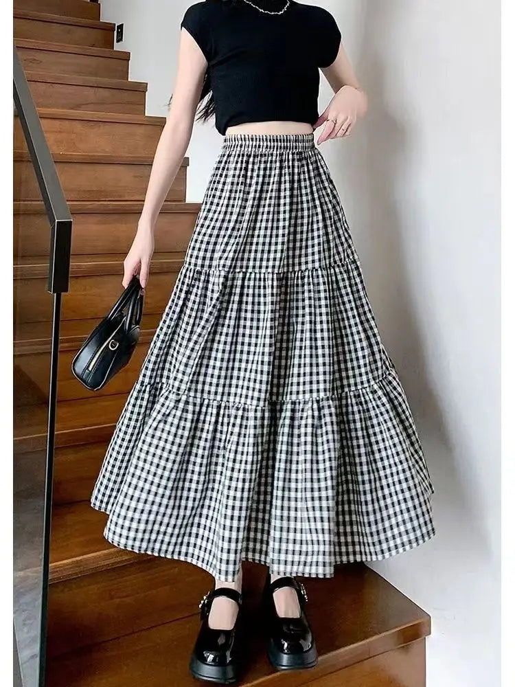 Checkered High Waist Skirts