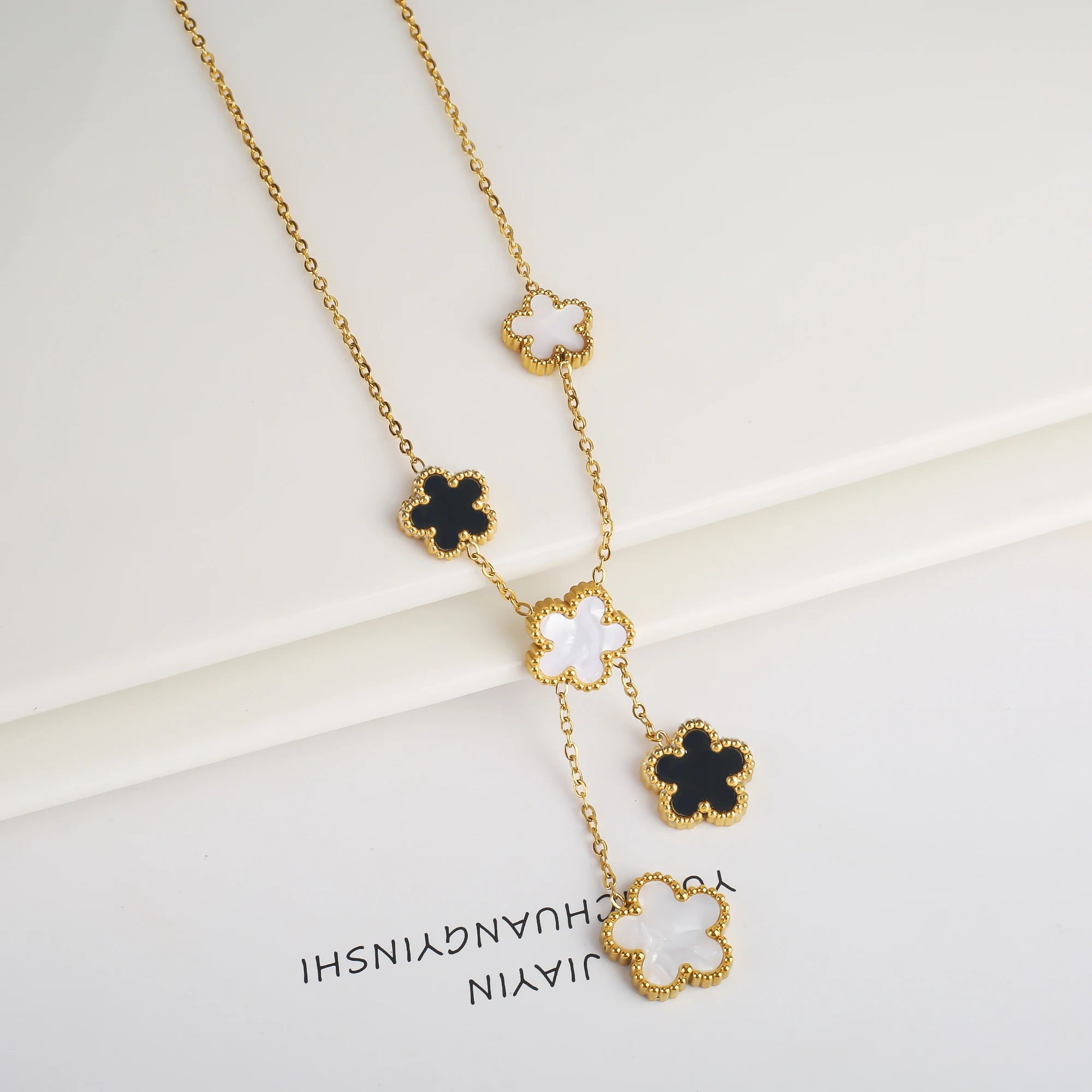 Stainless Steel Laser Five Leaf Flower Adjustable Clover Bracelets