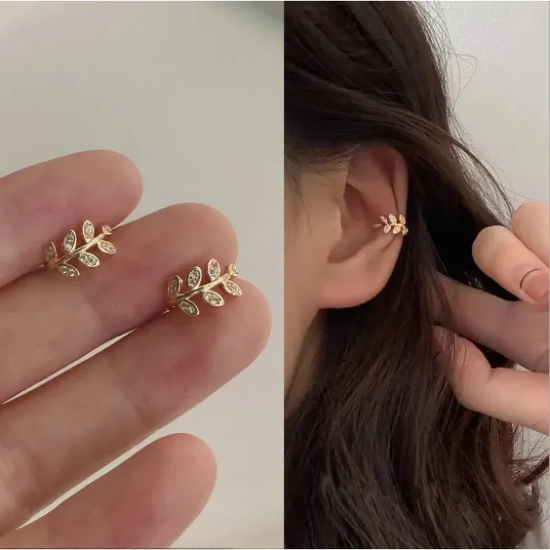 Metal Leaf Earcuff Clips On Earrings