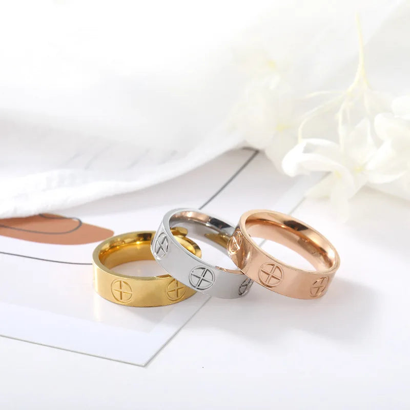 Classic Cross Stainless Steel Rings For Women Men
