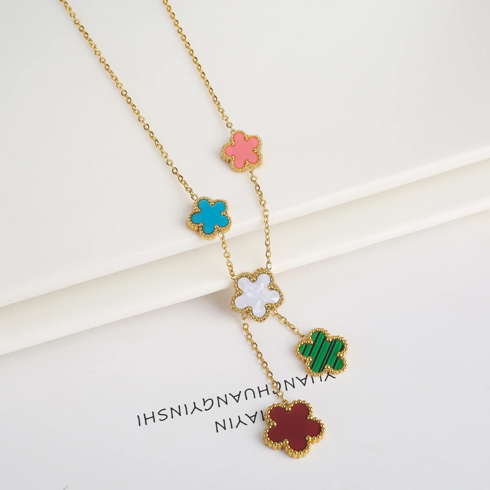 Stainless Steel Laser Five Leaf Flower Adjustable Clover Bracelets