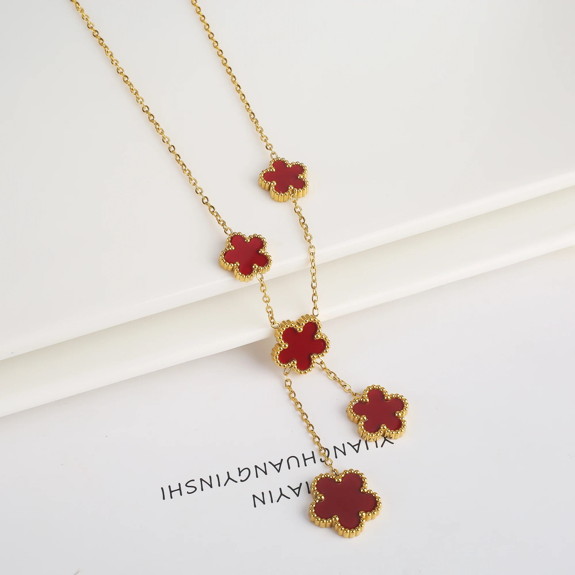 Stainless Steel Laser Five Leaf Flower Adjustable Clover Bracelets
