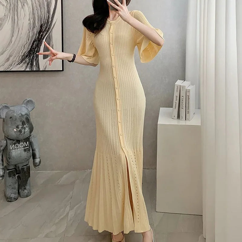 Hollow Slimming Fish Tail Knit Dress